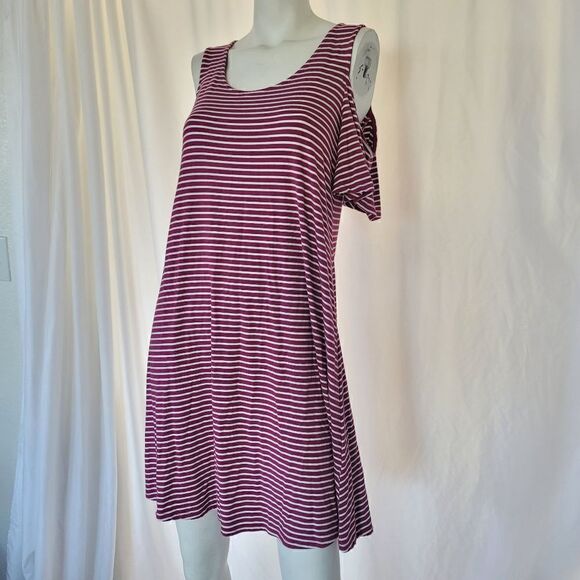 Cupio womens red white striped cold shoulder dress size M - Picture 6 of 8